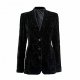 Women's Embroidery Silk Velvet Long Sleeves Jacket Formal Slim Suit Winter Outfit Workplace Party Black