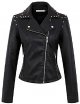 Women's Cool Studded Slim Pu Leather Cropped Biker Jacket