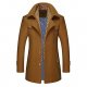 Men's Single Breasted Stand Collar Coat Long Solid Colored Daily Basic Long Sleeve Black Wine Camel Brown