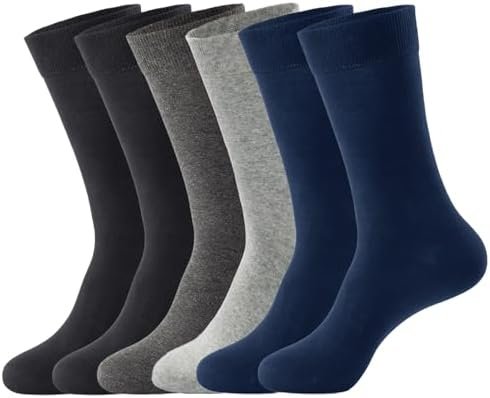 Men's Cotton Dress Socks, Athletic Crew Socks for Men, Classic Plain Colors, 3-6-8 Pairs