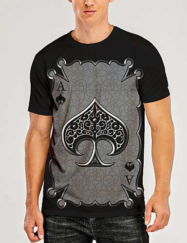 Men's Graphic 3D T Shirt Print Short Sleeve Daily Tops Black/Gray