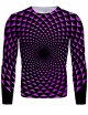 Men's 3D Abstract Graphic T-Shirt Long Sleeve Daily Tops Basic Round Neck Purple