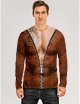 Men's 3D Graphic Muscle T-Shirt Print Long Sleeve Daily Tops Brown
