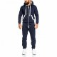 Mens Jumpsuit Drawtsring Hooded Zip Up One Piece Tracksuit With Pockets