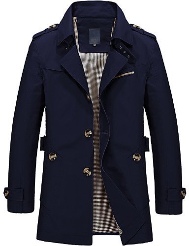 Men's Winter Stand Collar Coat Regular Solid Colored Practice Streetwear Plus Size