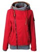 Women's Zipper Jacket Regular Color Block Daily Black Red